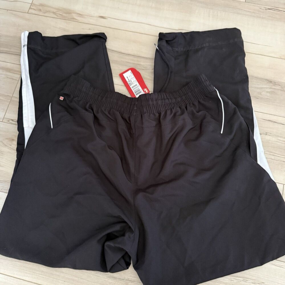 NWT Puma Men’s Black Track Pants White Side Stripe Athletic Joggers Size XL